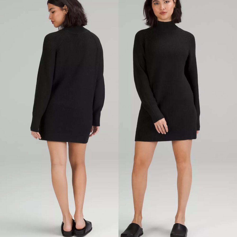 Lululemon Merino Wool-Blend Knit Dress in Black
